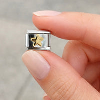 Gold Star Silver Italian Charm