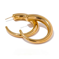 Brooklyn Irregular Chunky Hoops in Gold Stainless Steel Waterproof
