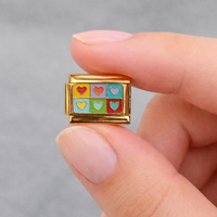 Colorful Hearts Gold Italian Charm