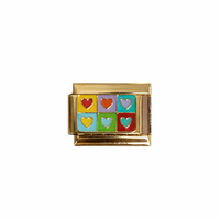 Colorful Hearts Gold Italian Charm