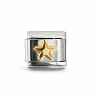 Gold Star Silver Italian Charm
