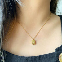 Emily North Star Faceted Rectangle Dainty Charm Necklace