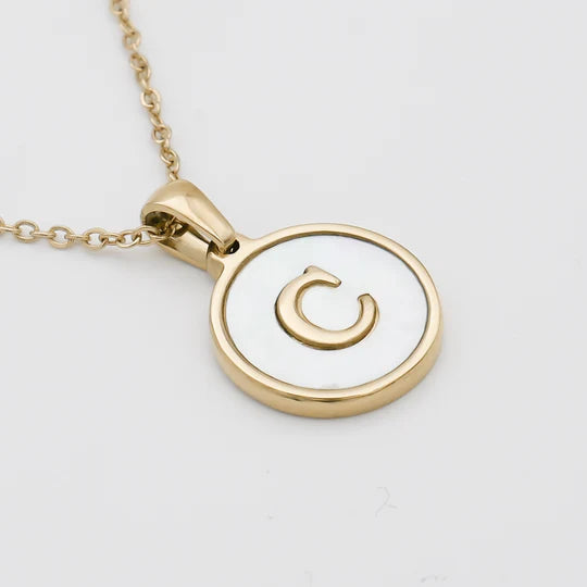 nny-a╰(*´︶`*)╯♡ Claire Round Initial Necklace Waterproof Pearl or Black – ML