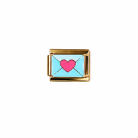 Pink Heart Letter Gold Italian Charm