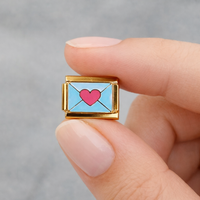 Pink Heart Letter Gold Italian Charm