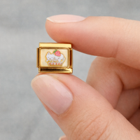 White kitten lying gold Italian charm