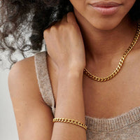 Riley Cuban Link Bracelet in 18K Gold Plated Stainless Steel