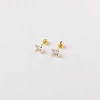 Eleni Square Zirconia 14K Gold Stud Earrings