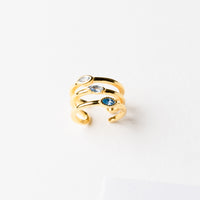 Lida Three Bands with Stones Earcuff in Gold