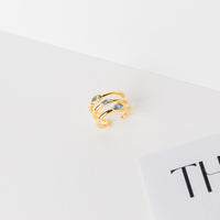 Lida Three Bands with Stones Earcuff in Gold