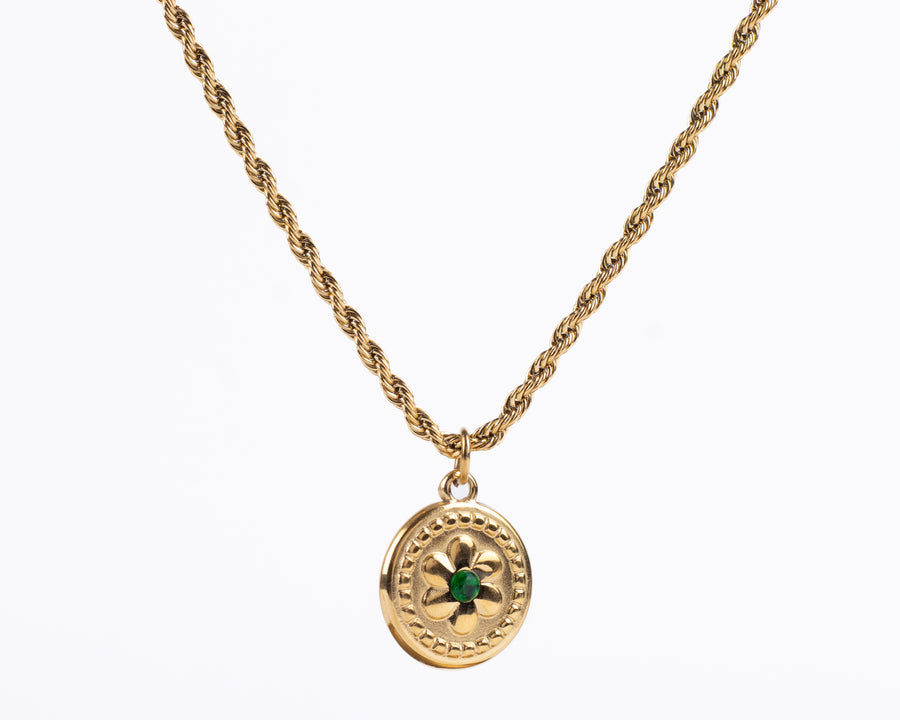 BIRTHSTONE FLOWER PENDANT NECKLACE