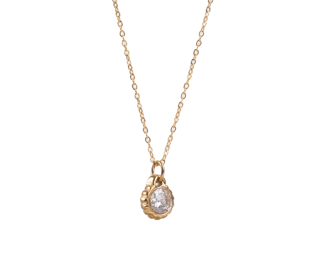 BIRTHSTONE ROUND PENDANT NECKLACE