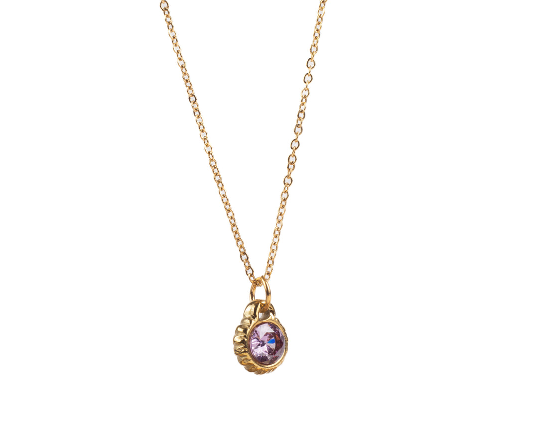 BIRTHSTONE ROUND PENDANT NECKLACE