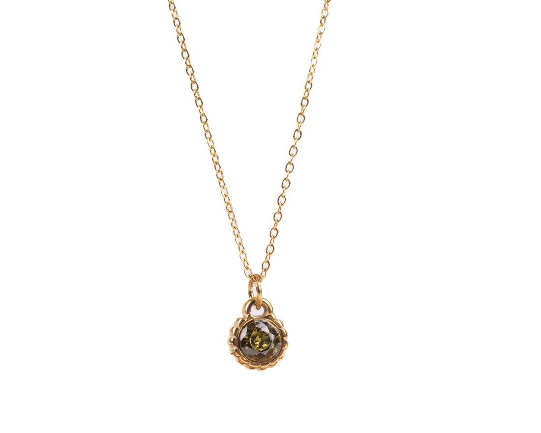BIRTHSTONE ROUND PENDANT NECKLACE