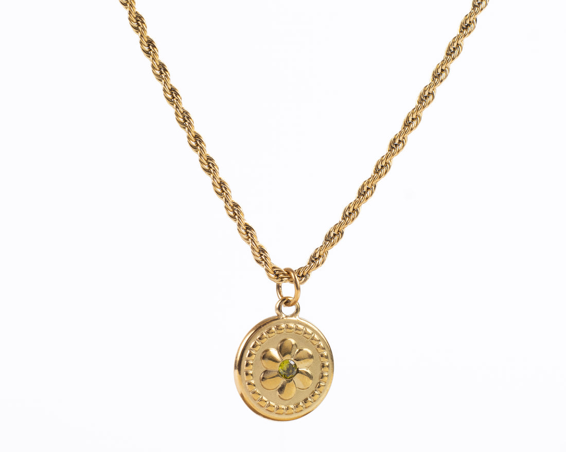 BIRTHSTONE FLOWER PENDANT NECKLACE