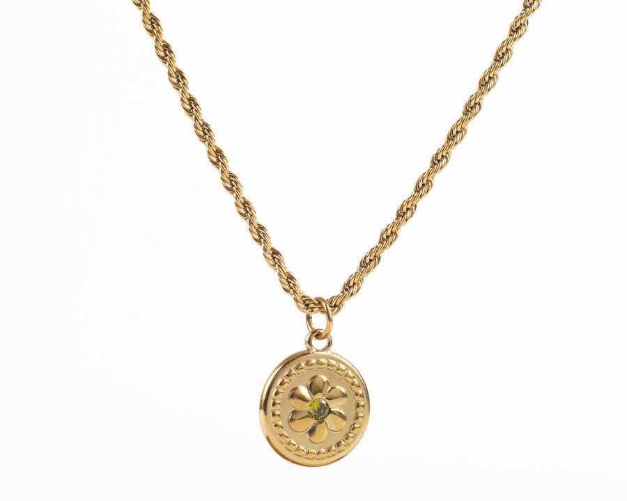 BIRTHSTONE FLOWER PENDANT NECKLACE