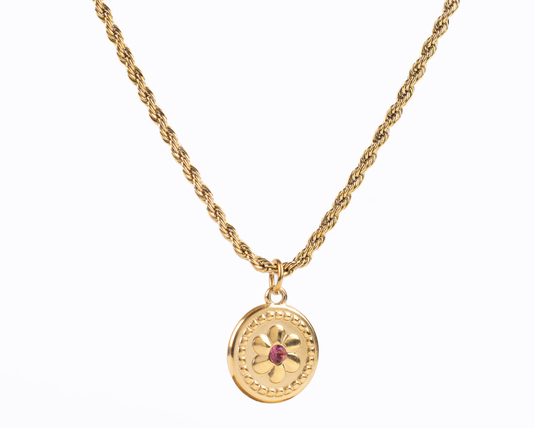 BIRTHSTONE FLOWER PENDANT NECKLACE
