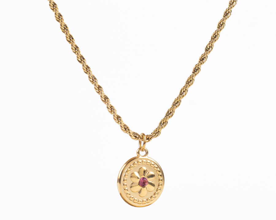 BIRTHSTONE FLOWER PENDANT NECKLACE