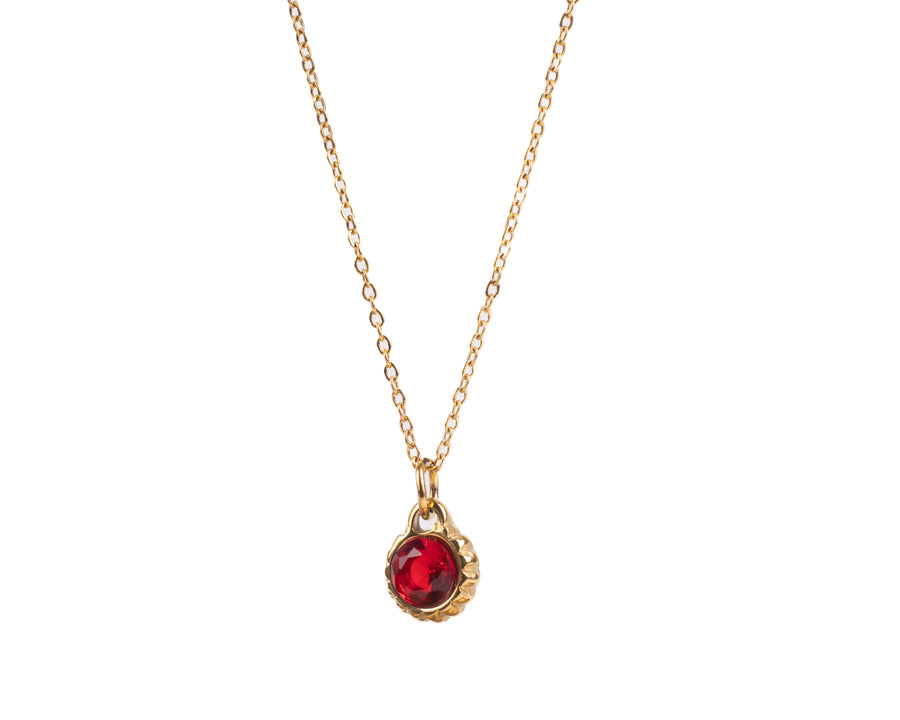 BIRTHSTONE ROUND PENDANT NECKLACE