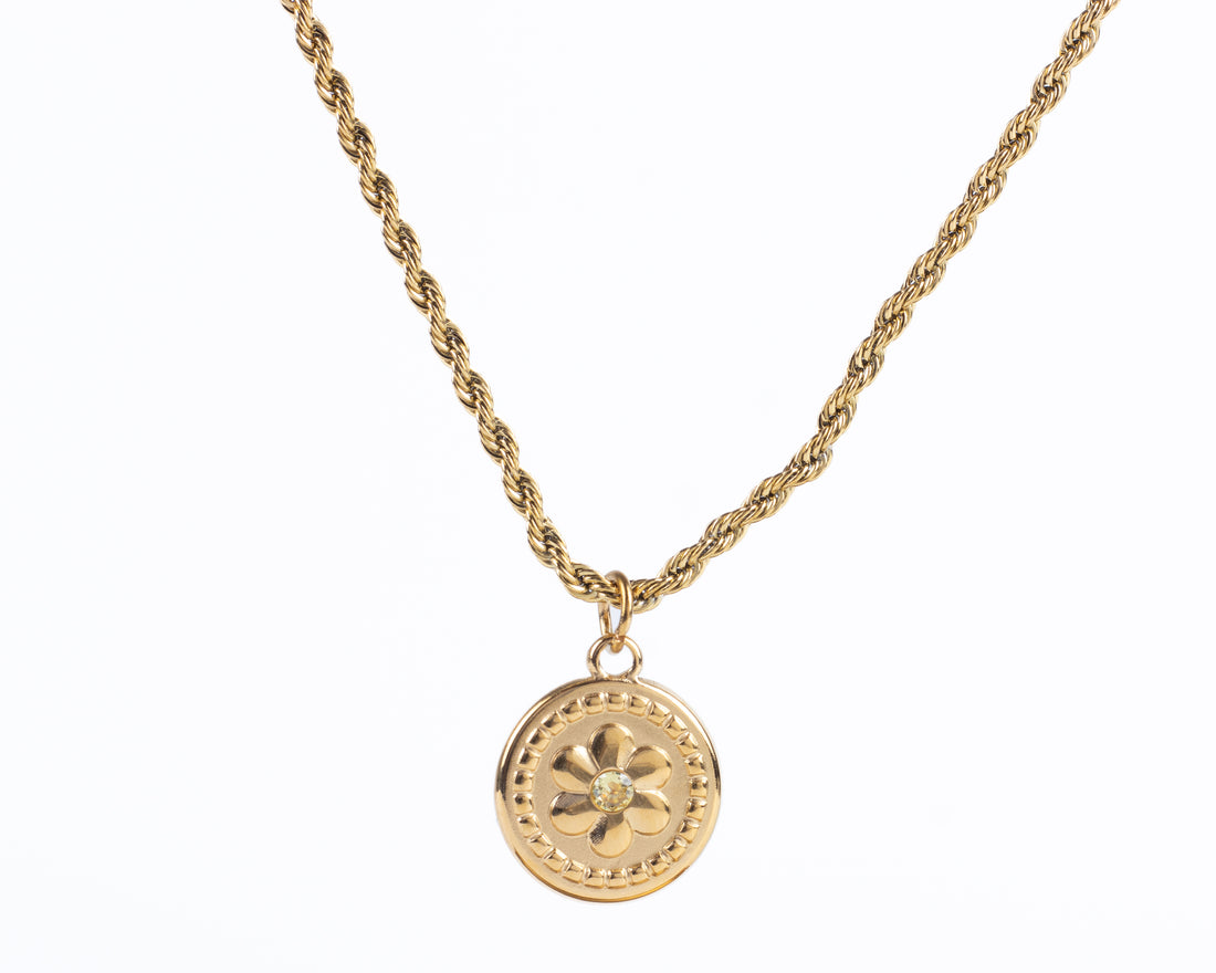 BIRTHSTONE FLOWER PENDANT NECKLACE