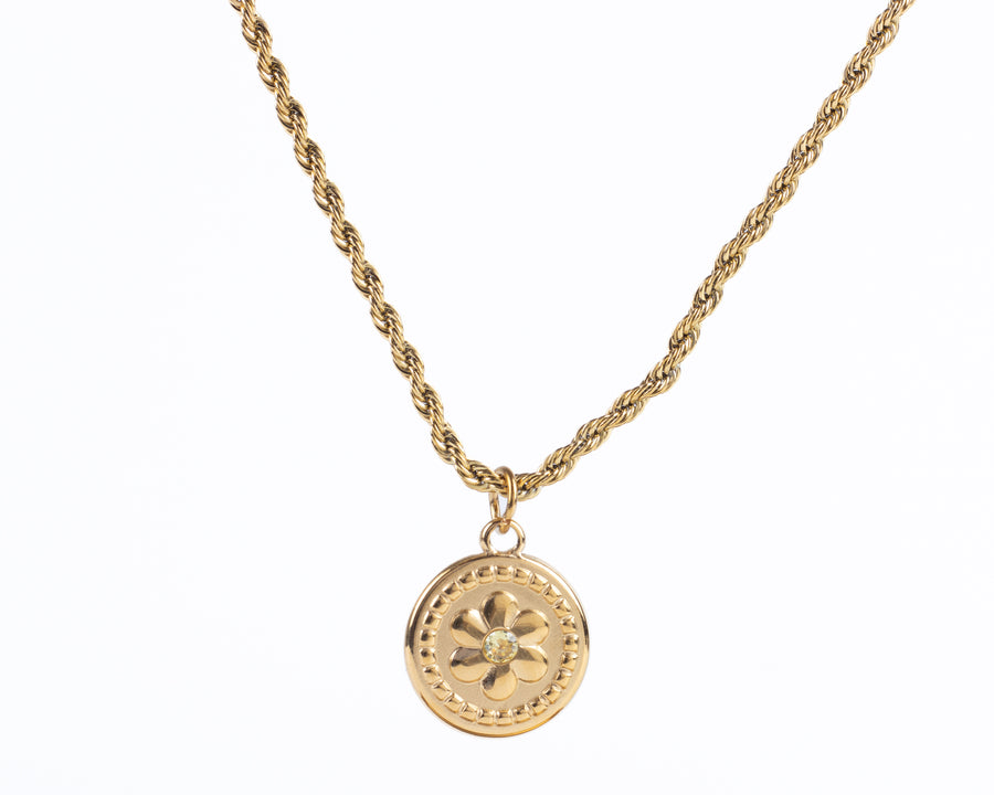 BIRTHSTONE FLOWER PENDANT NECKLACE