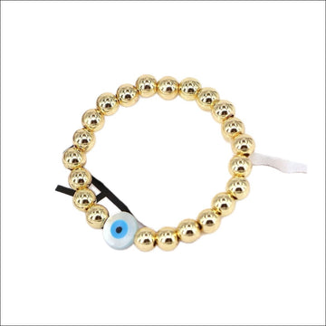 Sadie Evil Eye Beaded Bracelet Mother Pearl in Gold