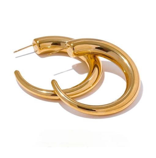 Brooklyn Irregular Chunky Hoops in Gold Stainless Steel Waterproof