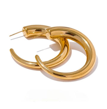 Brooklyn Irregular Chunky Hoops in Gold Stainless Steel Waterproof