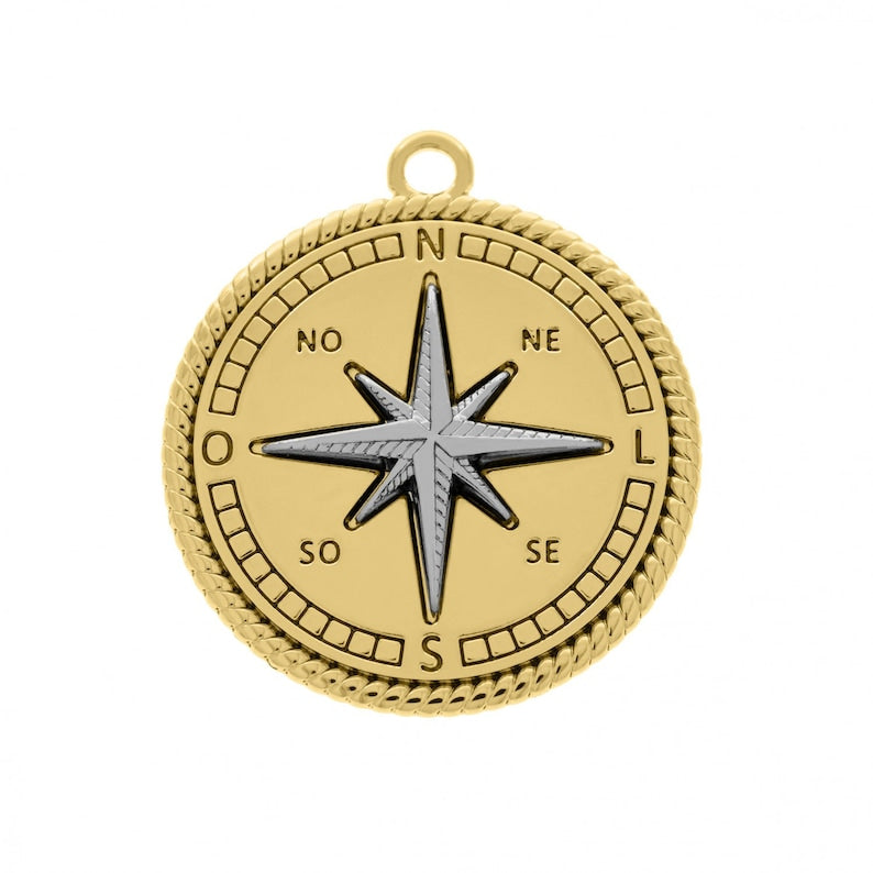 Compass Explorer Coin Pendant in Gold