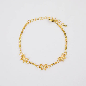 Galena Three Butterfly Tennis Bracelet in Gold