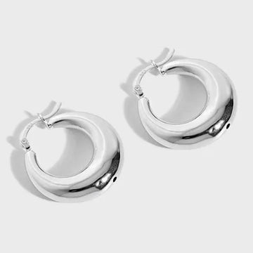 Lillian Silver Crescent Moon Round Hoops