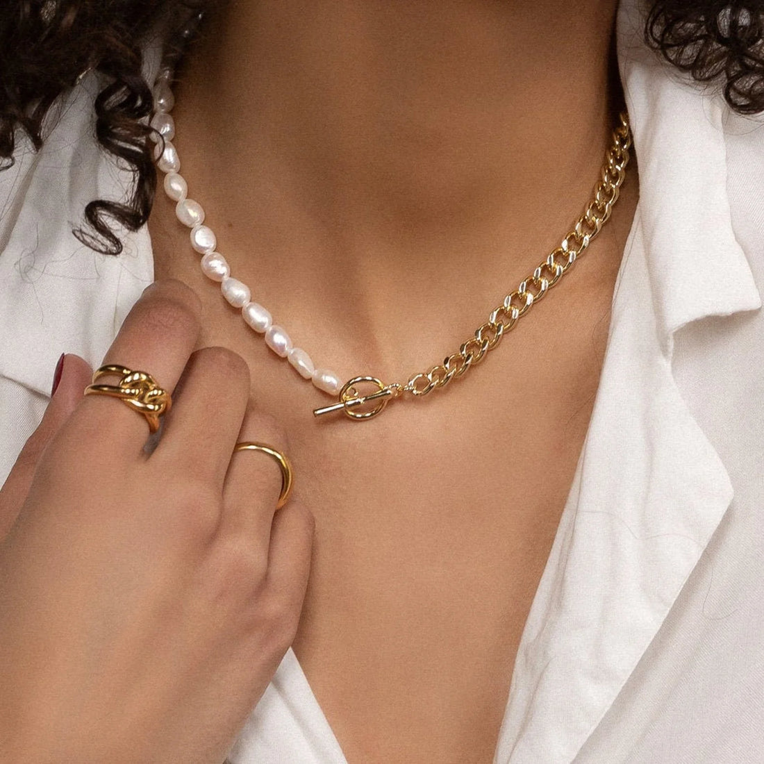 Genesis Pearl And Cuban Chain Necklace