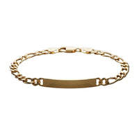 10K Gold Figaro Chain Bracelet with Engravable ID Plate
