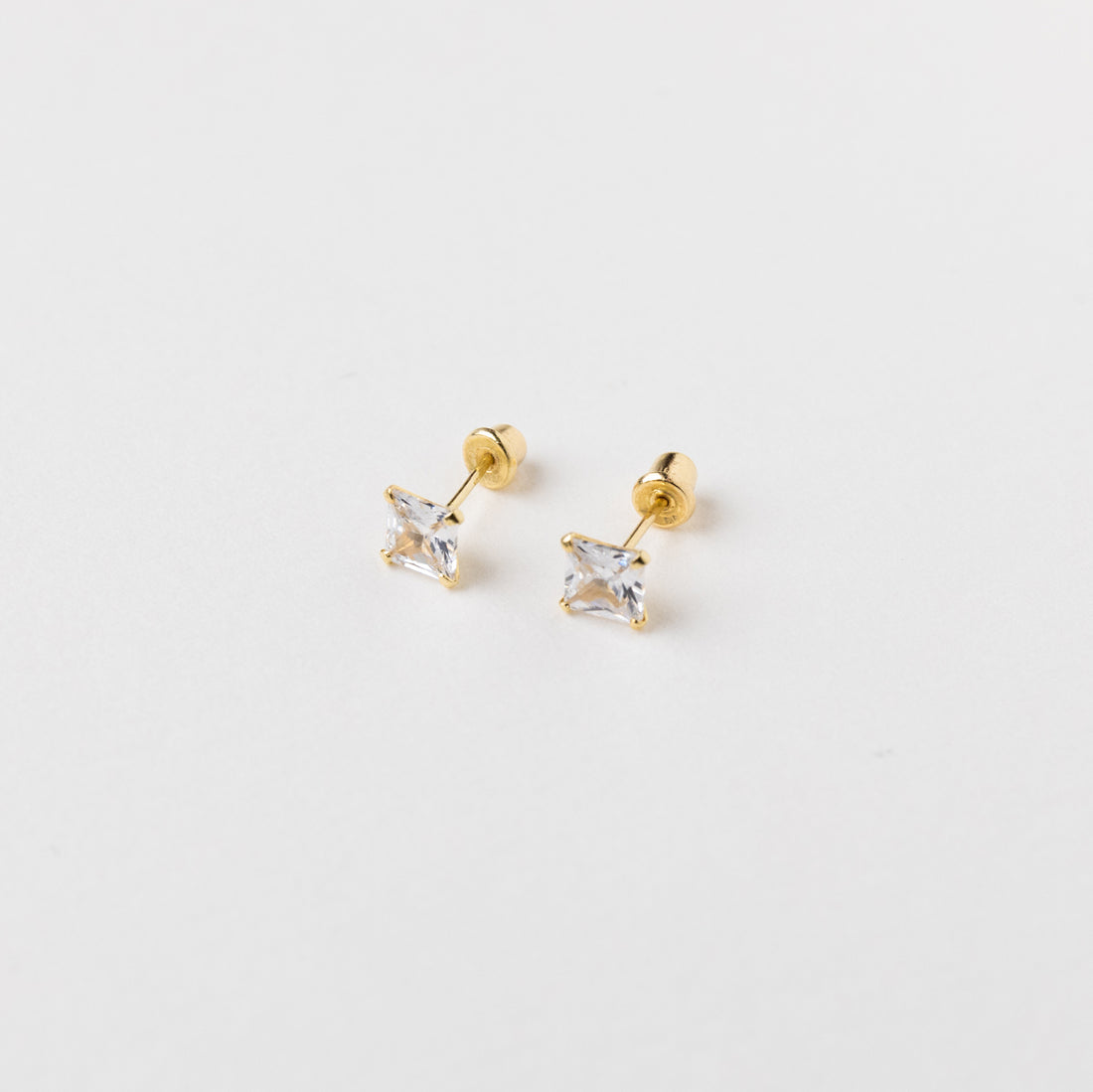 Eleni Square Zirconia 14K Gold Stud Earrings