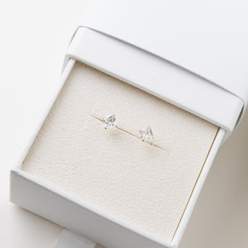 Eleni Square Zirconia 14K Gold Stud Earrings