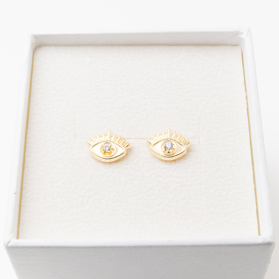 Bronte 14K Gold Evil Eye Stud
