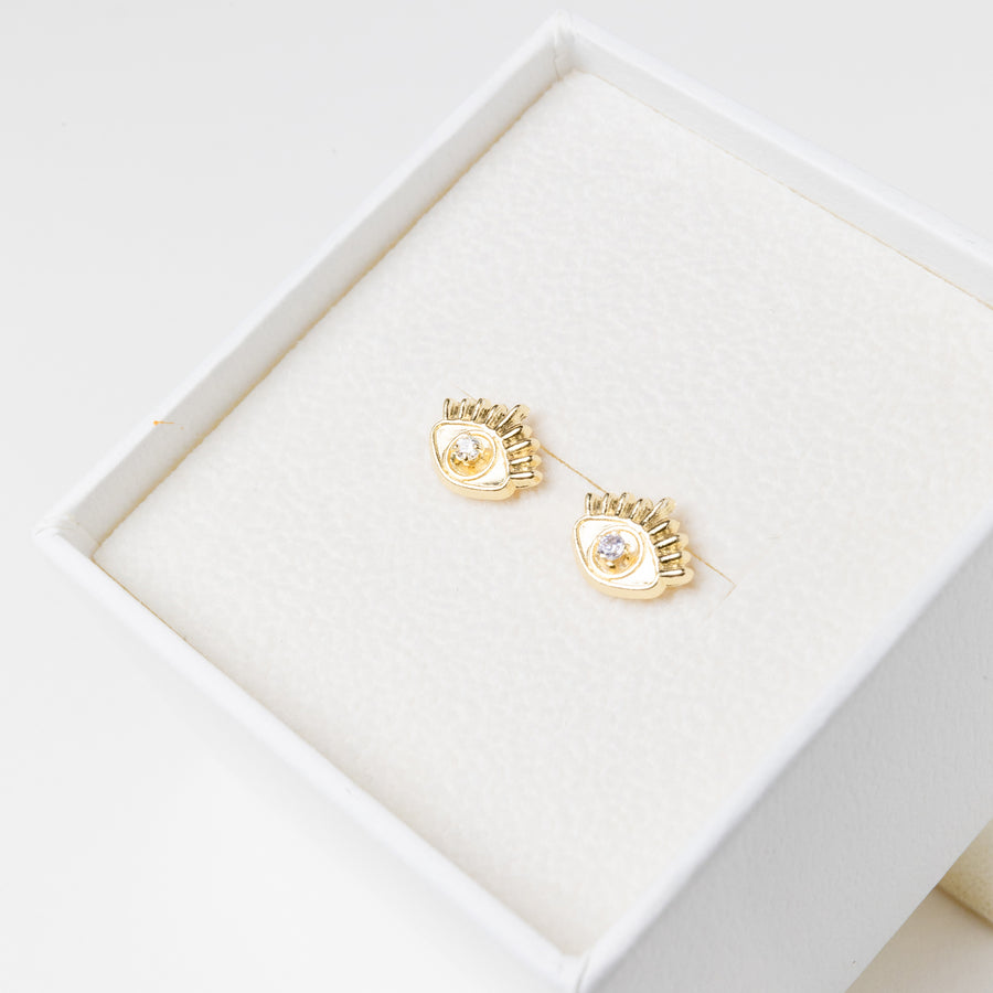Bronte 14K Gold Evil Eye Stud