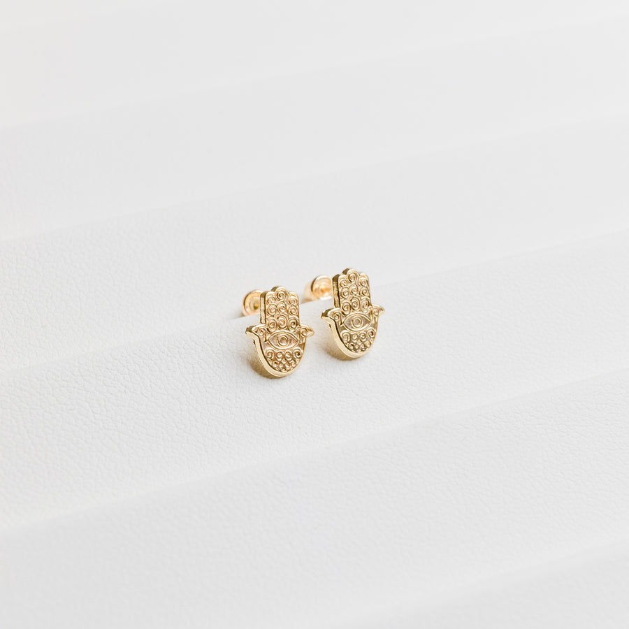 Hamsa Hands 14K Gold Studs