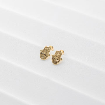 Hamsa Hands 14K Gold Studs