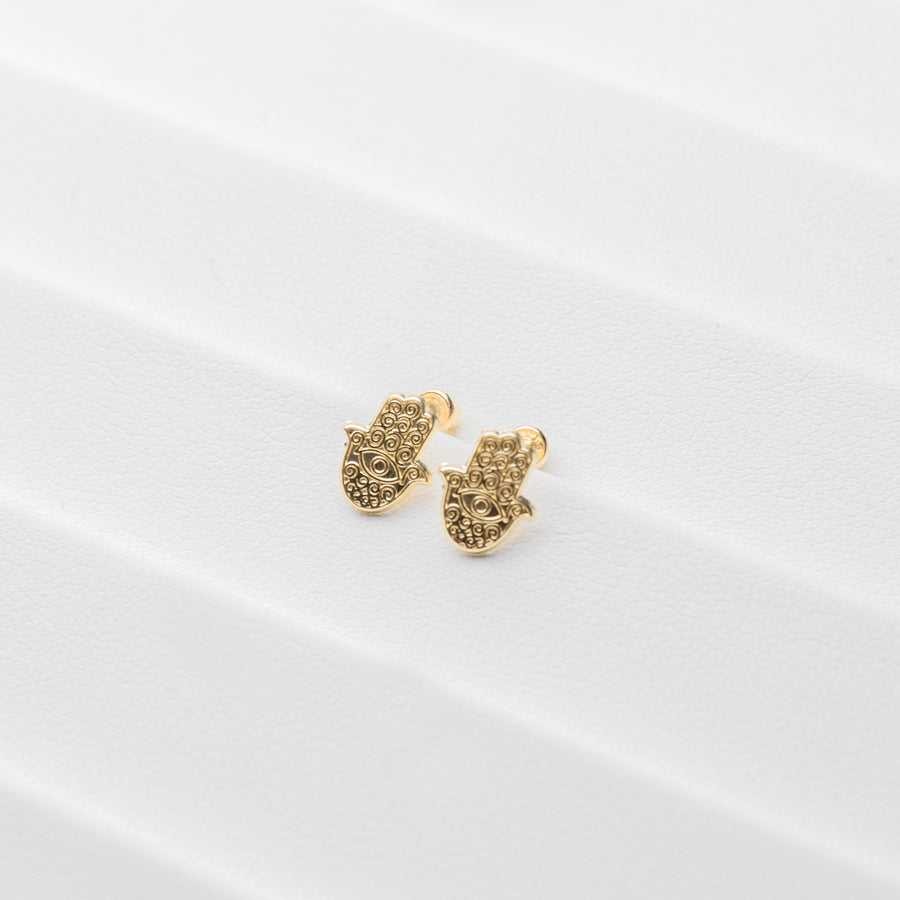 Hamsa Hands 14K Gold Studs