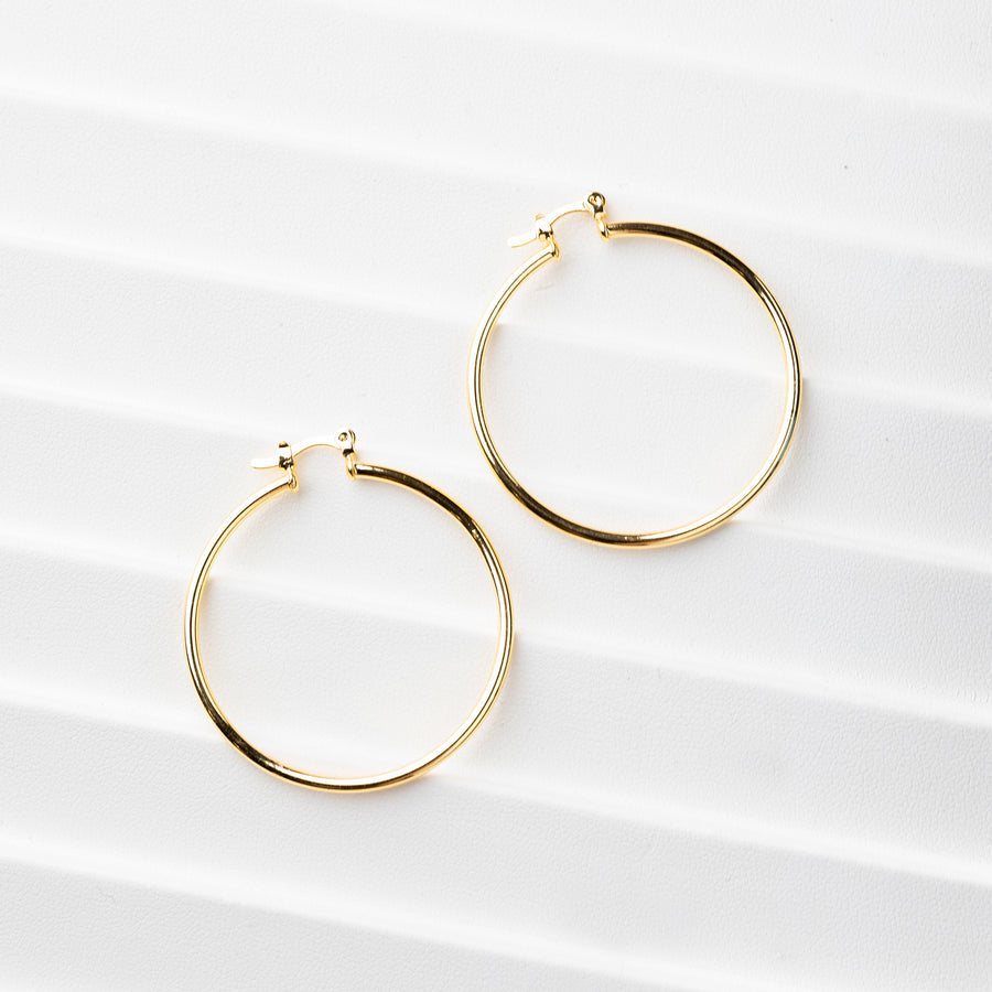 Gaia Thin Classic Hoops in Gold