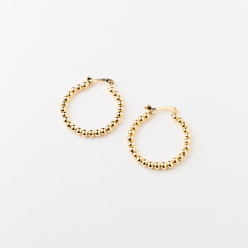 Aure Stainless Steel  Ball Beaded Hoops in Gold