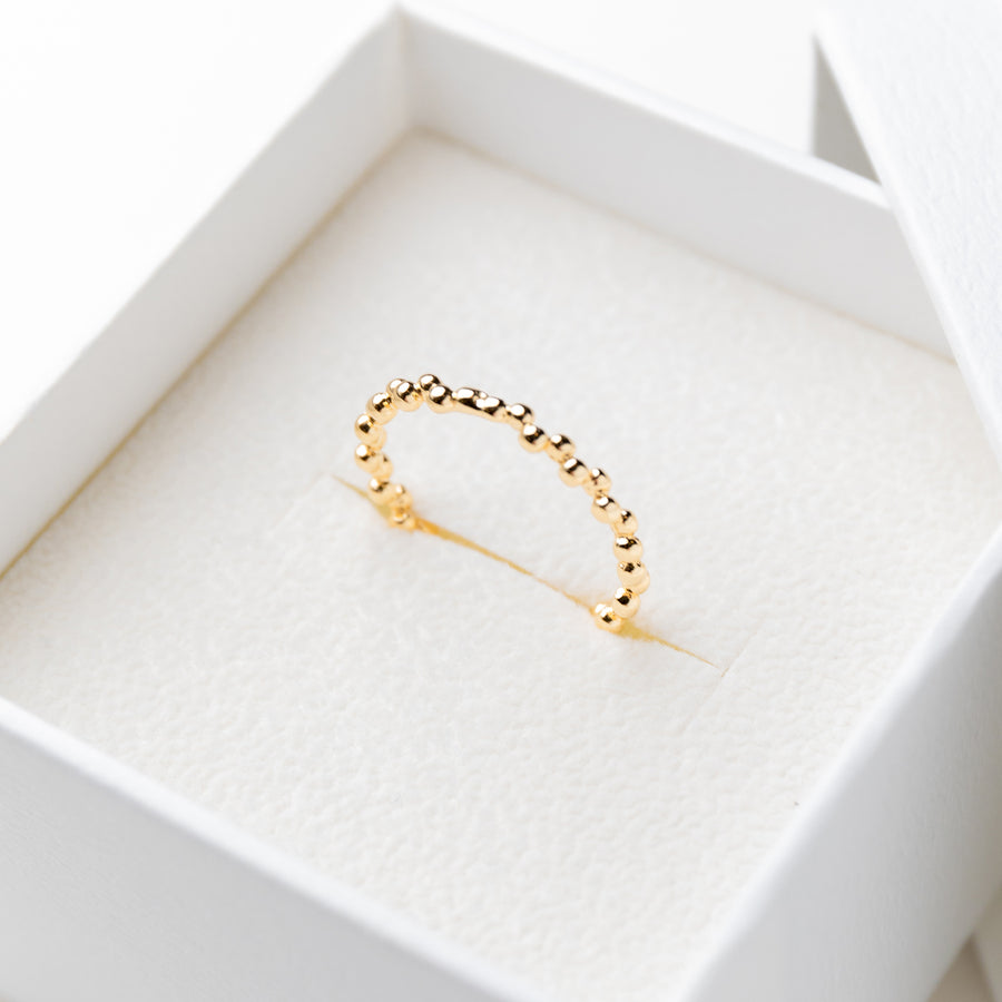 Diana Dainty Bold Beaded Ring in Gold