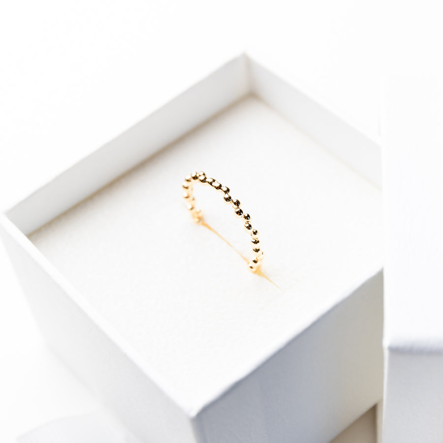Diana Dainty Bold Beaded Ring in Gold