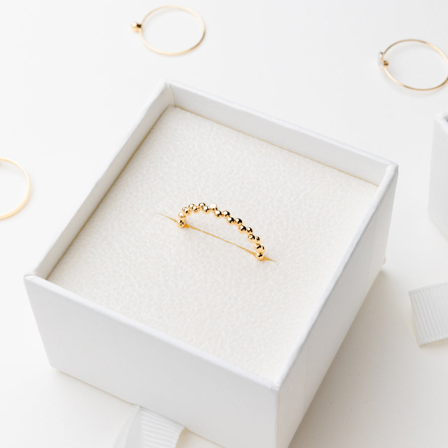 Diana Dainty Bold Beaded Ring in Gold