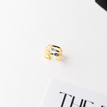 Lida Three Bands with Stones Earcuff in Gold